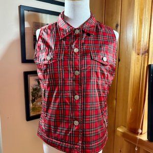 TOMMY HILFIGER Red Plaid Tartan Vest – S